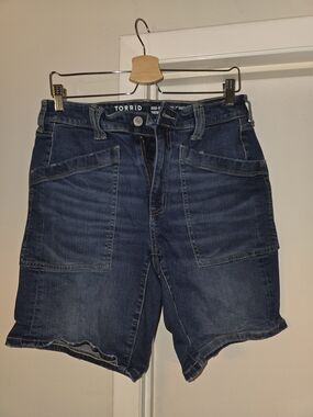 torrid Women's Dark Blue Denim Carpenter Shorts